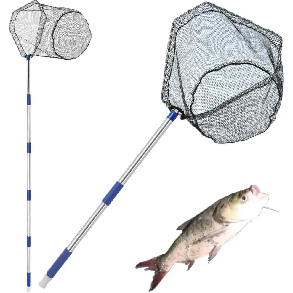 Fishing Net with Handle, with 85" Adjustable Extra Long Handle Fishing Net | Landing Net for Steelhead, Salmon, Bass &  Ideal for Kayak/Fly/Catfish Trout Fishing, Fishing Gear Gifts for Men