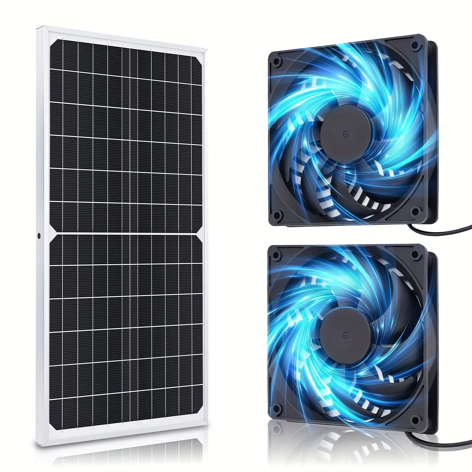 Dual Fan Solar-powered Ventilator, Solar Exhaust Fan Kit for Outdoor Air Circulation, Energy Saving Solar Vent Fan Perfect for Chicken Coops, Greenhouses, Storage Sheds, Pet Houses and Household Window Ventilation Use
