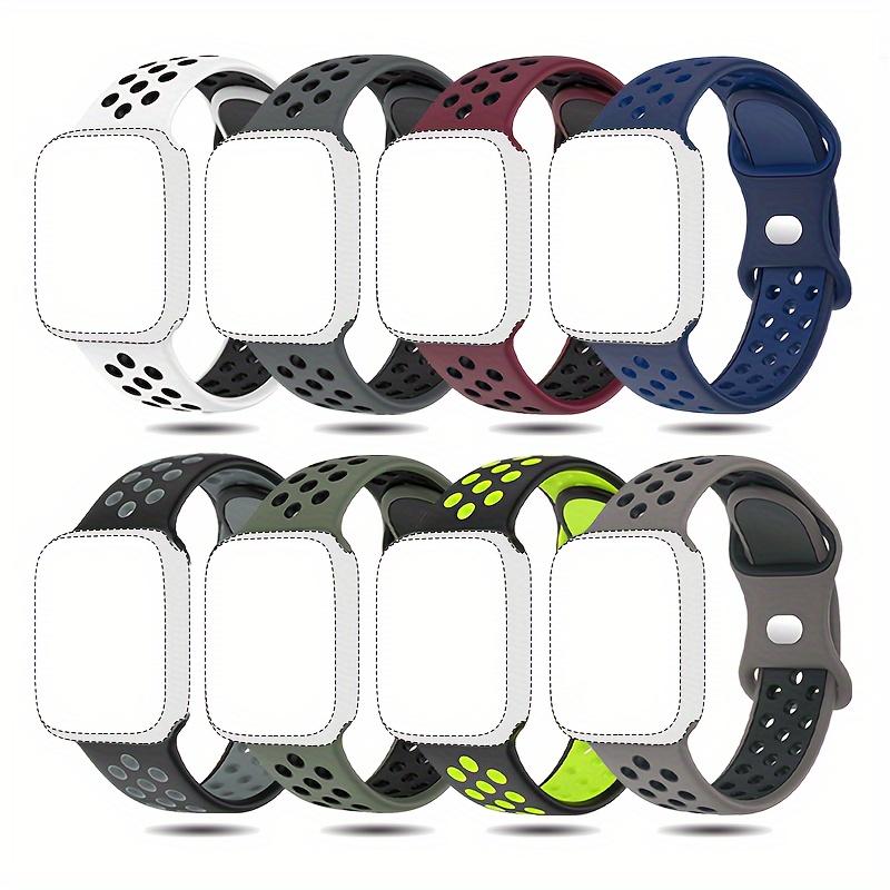 8-Pack Silicone Sport Watch Bands for Apple Watch – Two-Tone Breathable Strap 38–49mm (Series 1–10, SE, Ultra)