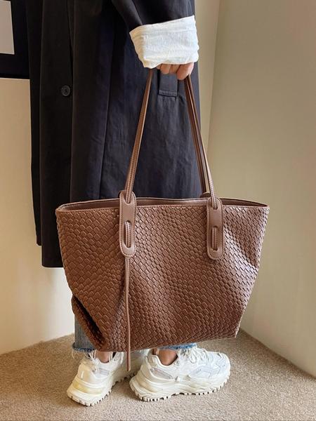 Women's Solid Color  Design Tote Bag, Fashionable Large Capacity Shoulder Bag for Daily Life, Casual Trendy Versatile High-quality Daily Commuting Bag, Fashionable Unique Bags