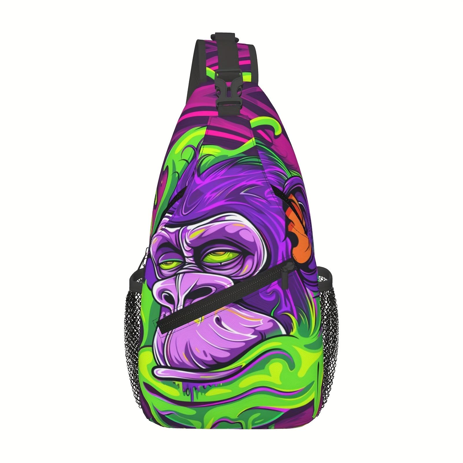 A Vibrant Gorilla-Themed Crossbody Chest  Suitable for Hiking, Featuring a Spacious Design.This Stylish And Sturdy  Is Perfect for Shopping, Work, Leisure Trips, Beach Outings bag