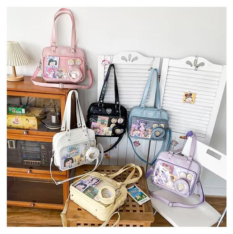 Women Japanese Style Trend Kawaii Candy Color Large Capacity Ita Bag Fashion Student Preppy Shoulder Bag Messenger Crossbody Bag