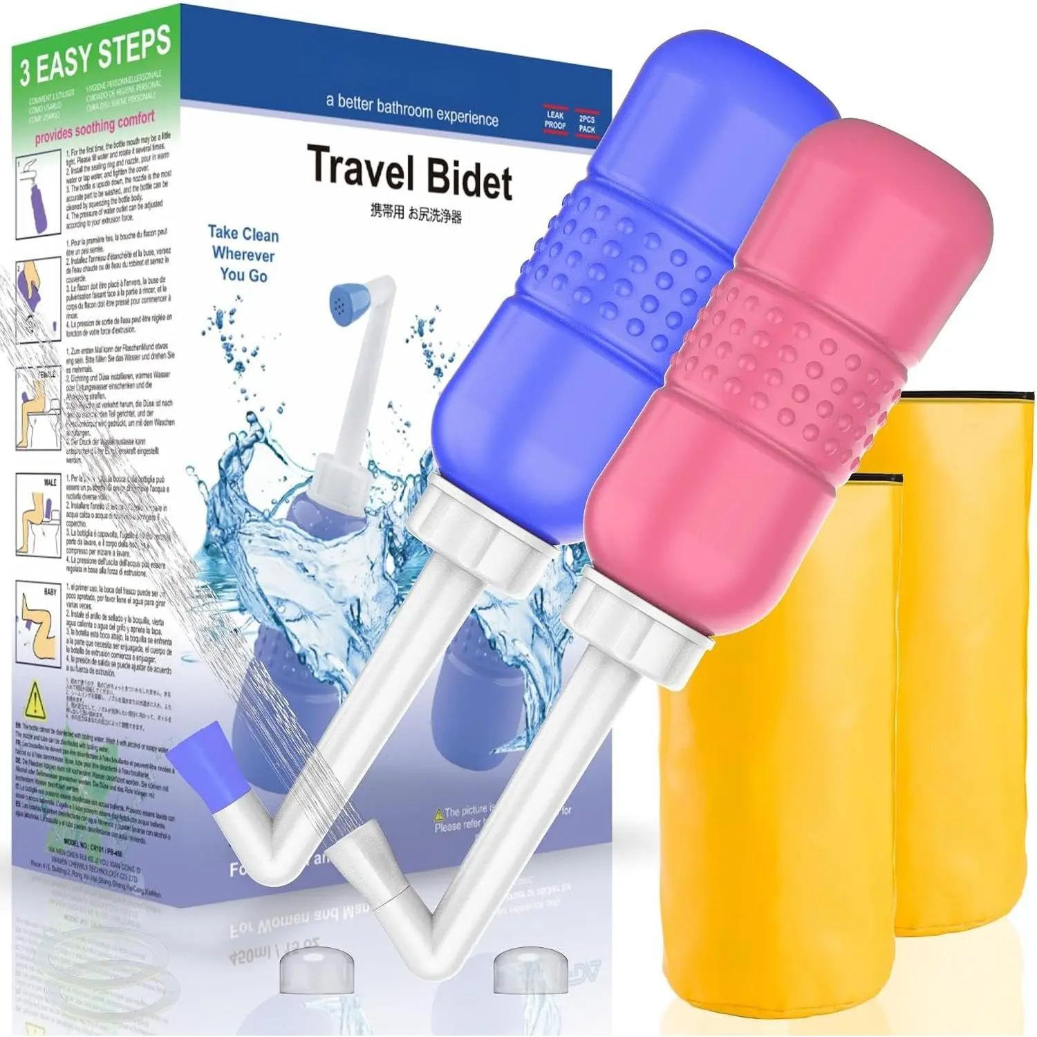 2 count Portable Bidet Travel Bidet Bottle 450ml Peri Bottle for  Essentials  , Feminine Care ,Hemmoroid ,, Women or Bedridden