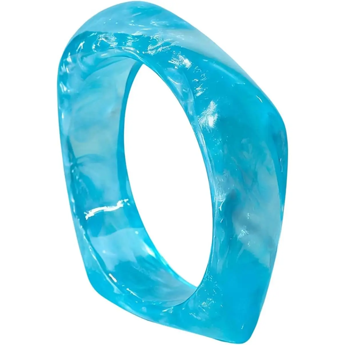 Chunky Transparent  Square Bangle - Retro Geometric  Wristband for Women, Multi - Color Statement