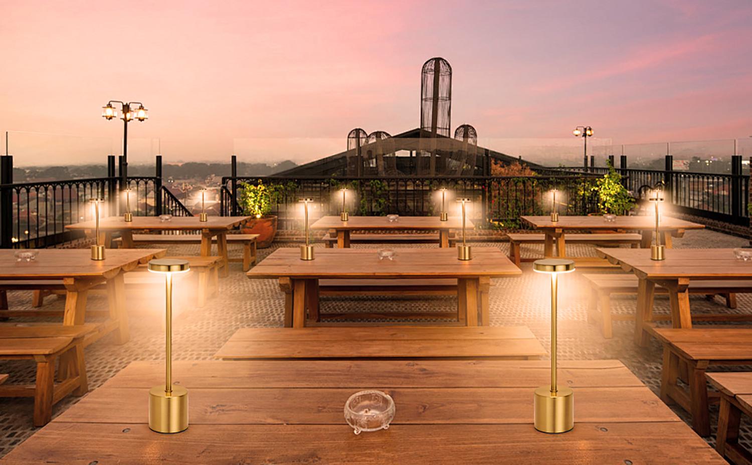 Simple LED Rechargeable Touch Metal Table Lamp Three Colors Bedside Creative Ambient Light Bar Outdoor Decoration Night Light Si