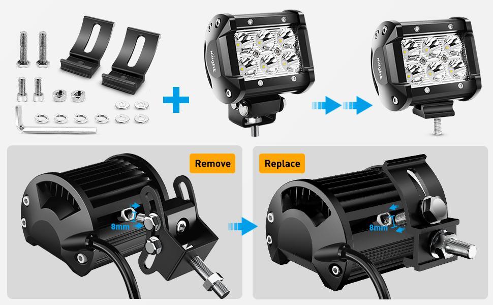 Nilight Universal Slide Base Mount Bracket (Pair)