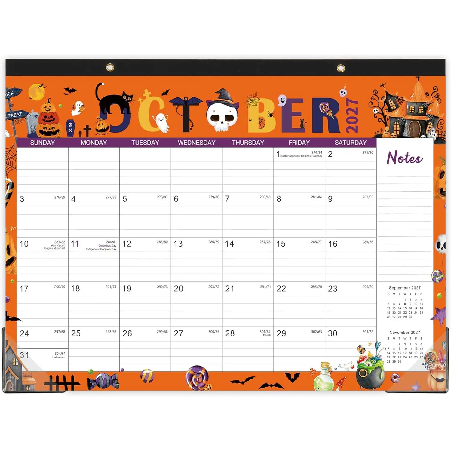Desk Calendar 2026-2027 - Calendar 2026-2027, 18 Months Calendar, 12" x 17" | Jul. 2026 - Dec. 2027, Calendars with Large Blocks and Protector Corner, Grommets for Desk or Wall