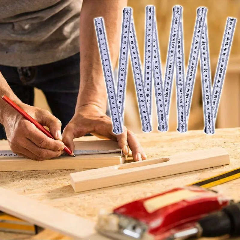 Multi-Function Folding Ruler, Compact Folding Measuring Stick, with Easy-Read Bold Graduations, for Home Renovation & Craftsmanship