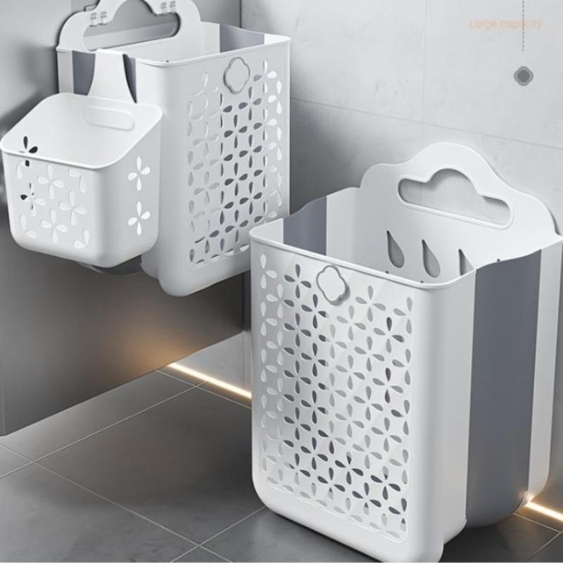 Foldable Laundry Basket, Wall Mounted Storage Basket, Modern Durable Plastic Storage Basket for Clothes, Toys, Snacks, Fruits