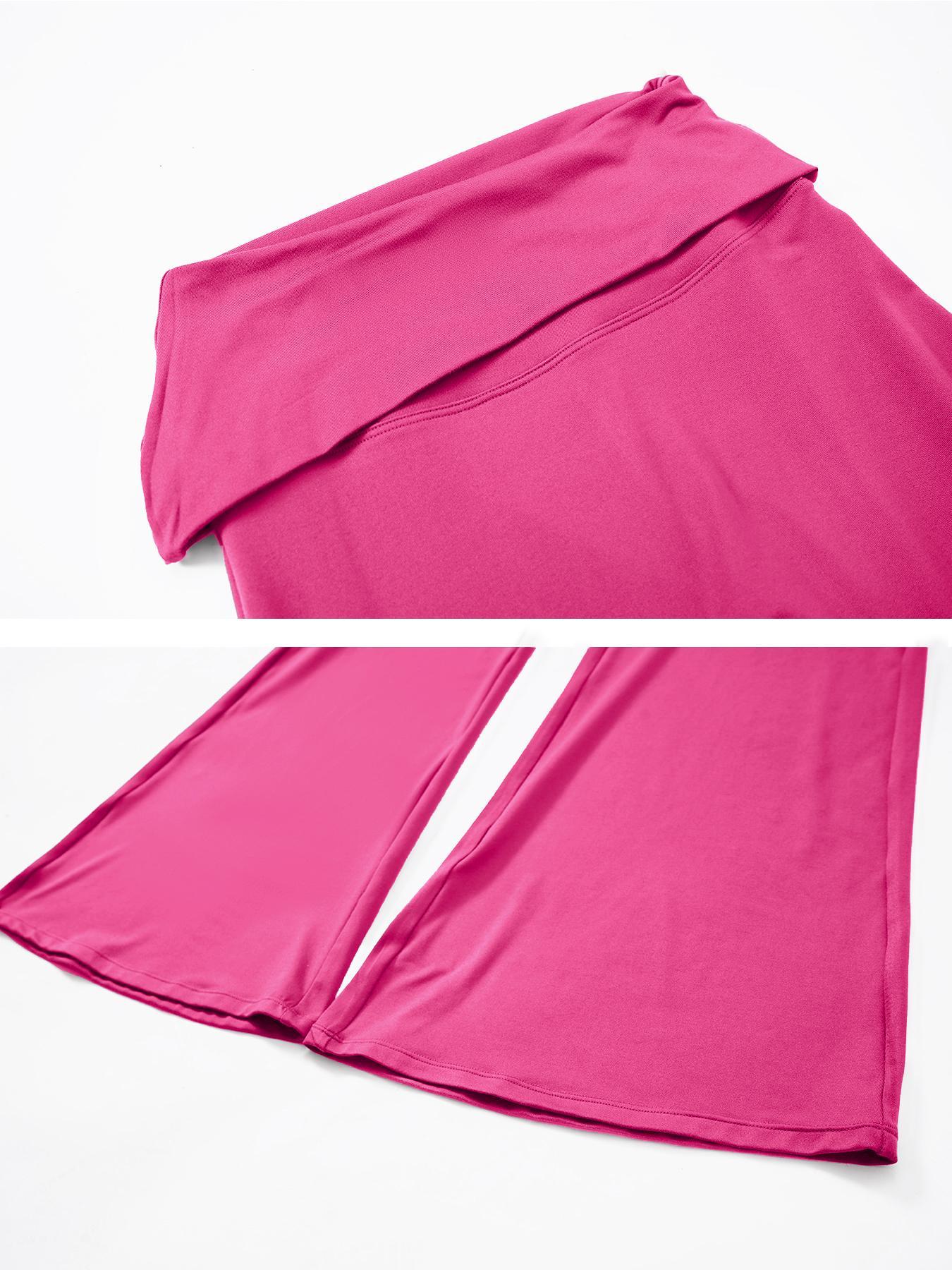 Women's Patchwork High Elastic Deep V-Shaped Collar Detachable Chest Pad Long Sleeve Oblique Waist Slim Fit Flared Pants Yoga Clothes suit Sweatsuit Set Outdoor Running Cycling Walking Gym Sports Training Workout Set Athleisure Wear Set