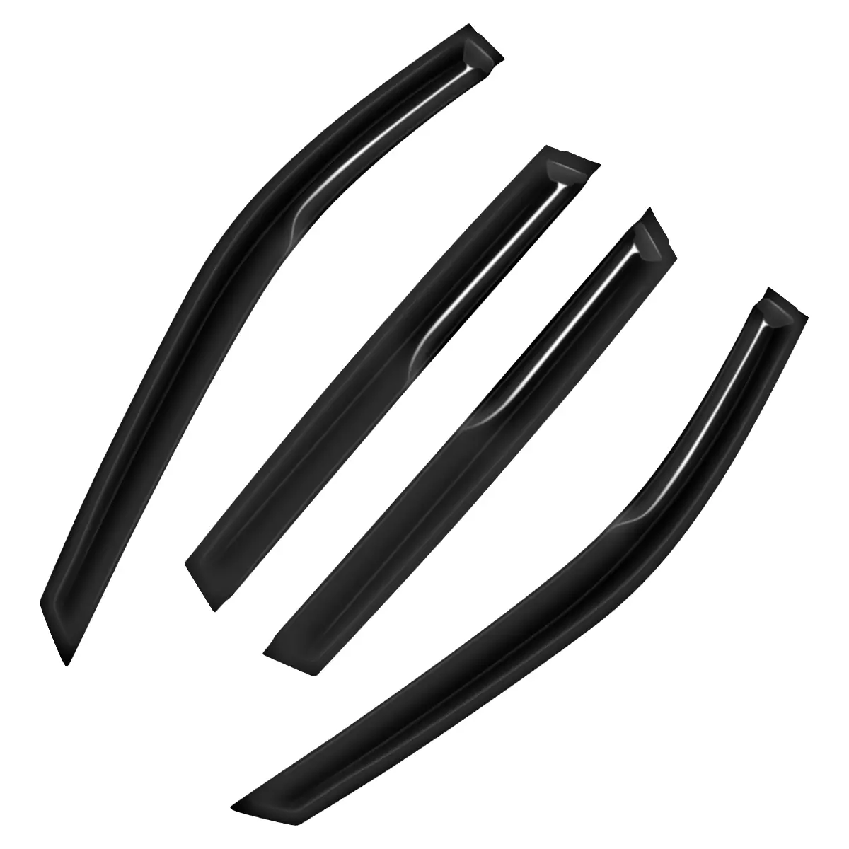 4PCS Tape-On Window Visors Rain Guards For Nissan ROGUE 4-Door 2014-2020 | 3D Wavy Nismo Style with Built-In Water Channels | Outside Mount Wind Deflectors Sun Vent Shade