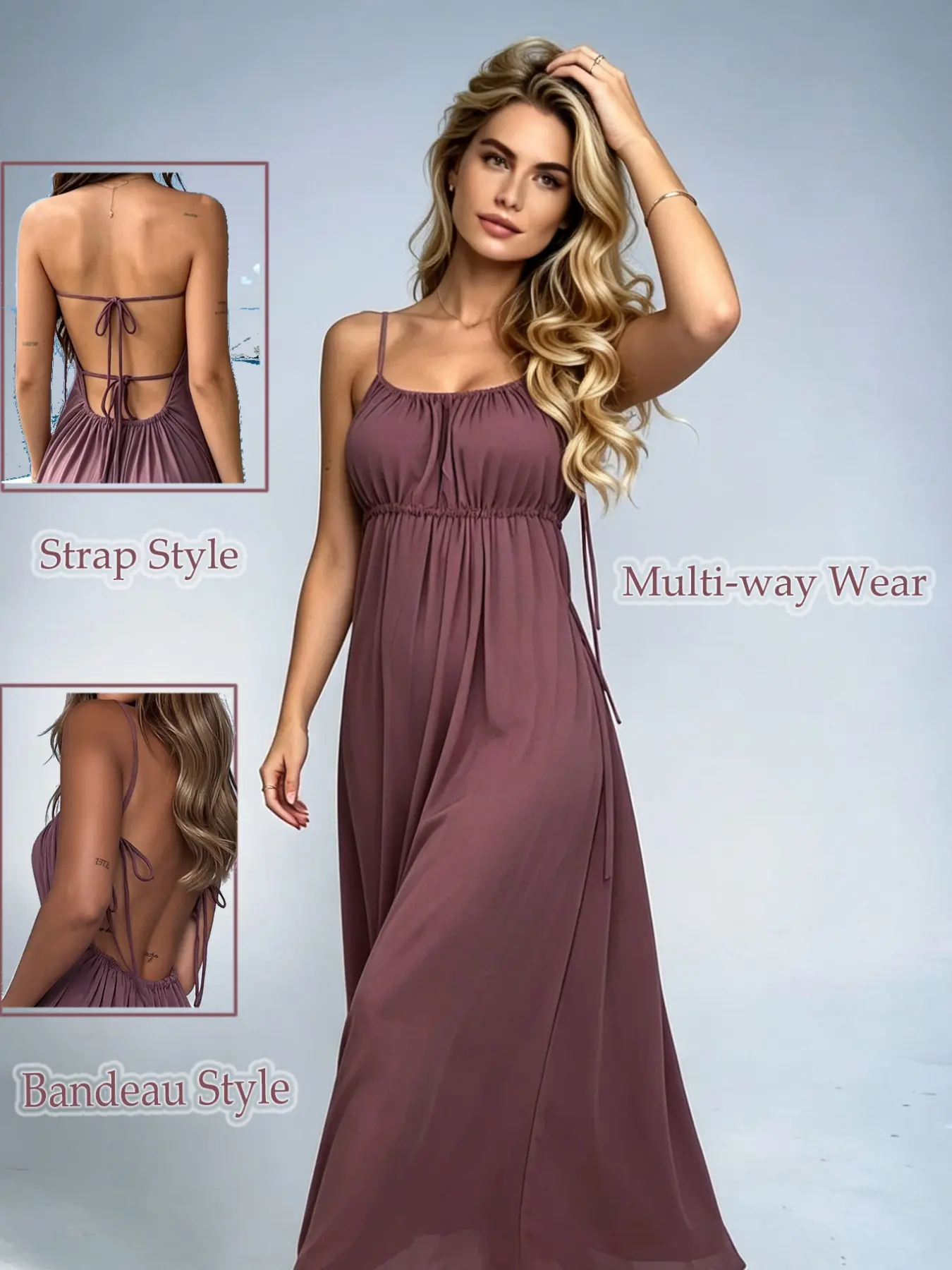 Women's Drawstring Loose Tank Dress, Sexy Tie Strap Lazy Style High-End One-Piece Dress, Shoulder & Braided Styles, Perfect for Vacation & Parties