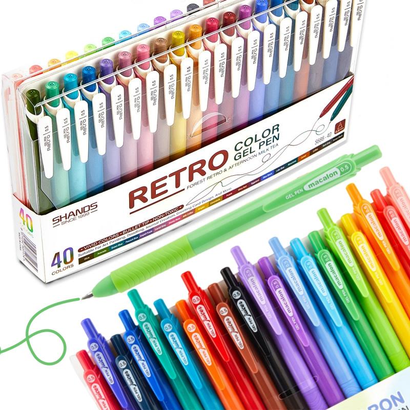 Retractable Gel Ink Pens,0.5mm Extra Fine Point Tip,Journaling Smooth Writing Note Taking Coloring No Bleed & Smear Smudge for Drawing, Writing,Planner at School, Art Pen