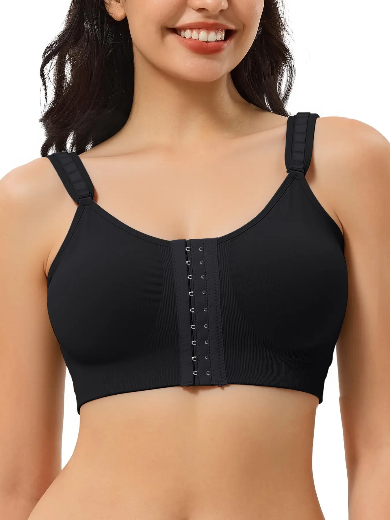 Women's Wireless Front Buckle Compression Essential Bra, Post-Mastectomy Support, Adjustable Straps, Comfortable and Secure Fit Women's Wireless Front Buckle Compression Essential Bra, Post-Mastectomy Support, Adjustable Straps, Comfortable and Secure Fit