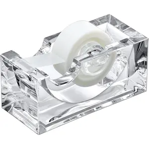 1-Pack Acrylic Tape Dispenser, Plastic Label Roll Holder, Clear Sticker Organizer, Perfect Office Desktop Storage Solution for Tapes, Labels, Stickers and More
