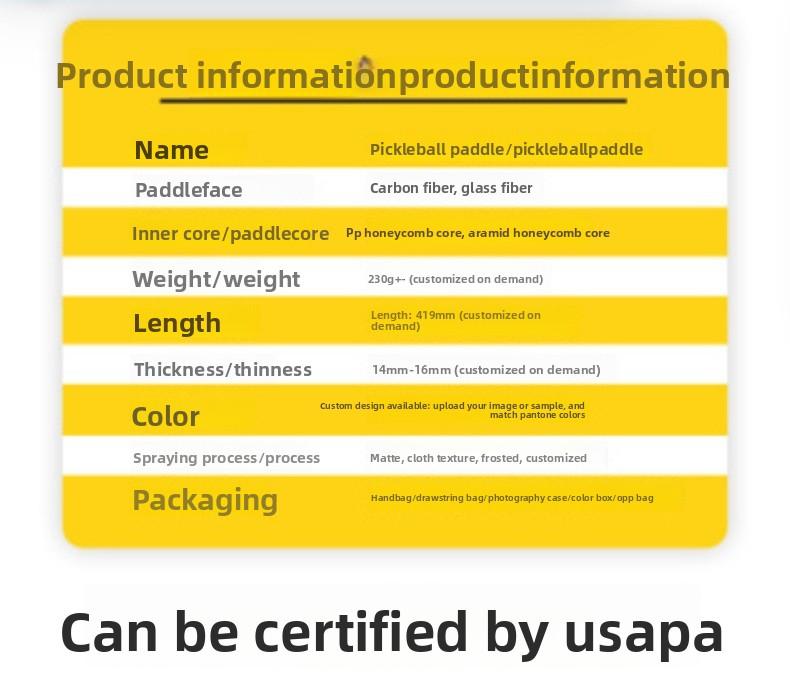 2026 Professional USAPA Certified T700 Carbon Fiber Heat-Pressed Smile Hole Frameless Pickleball Racket