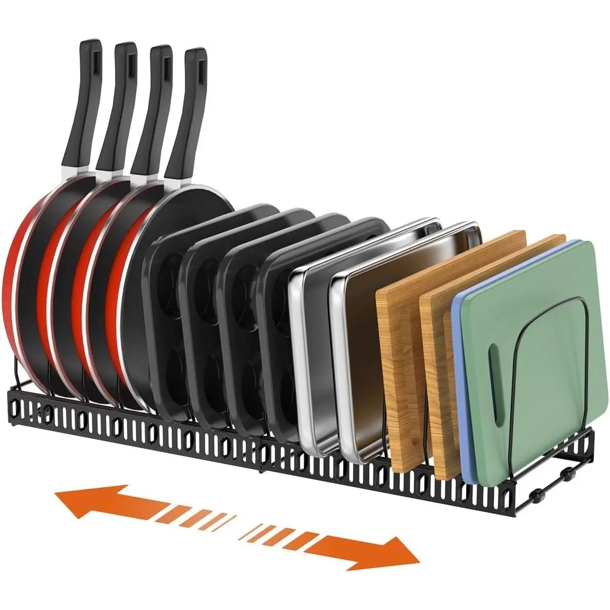 Cutting Board and Baking Tray Cookie Sheet Organizer, Black | 12"-23" Expandable, 14 Adjustable Dividers, Sturdy Metal Construction, Easy AssemblyGift