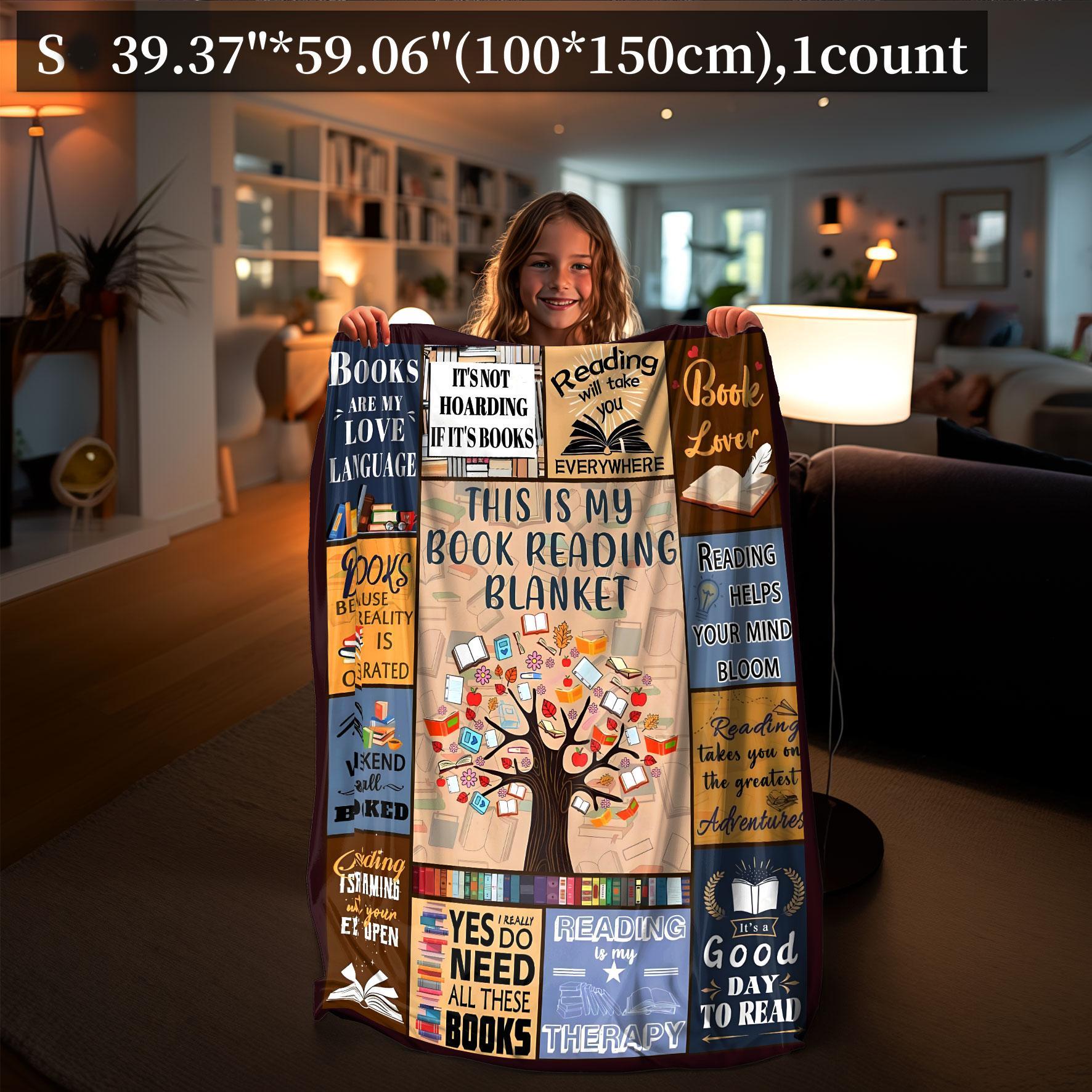 Book Themed Blanket, Soft Throw Blanket, Air-conditioned Room Blanket, Warm Nap Blanket, Blanket Gifts for Home Office Travel Camping