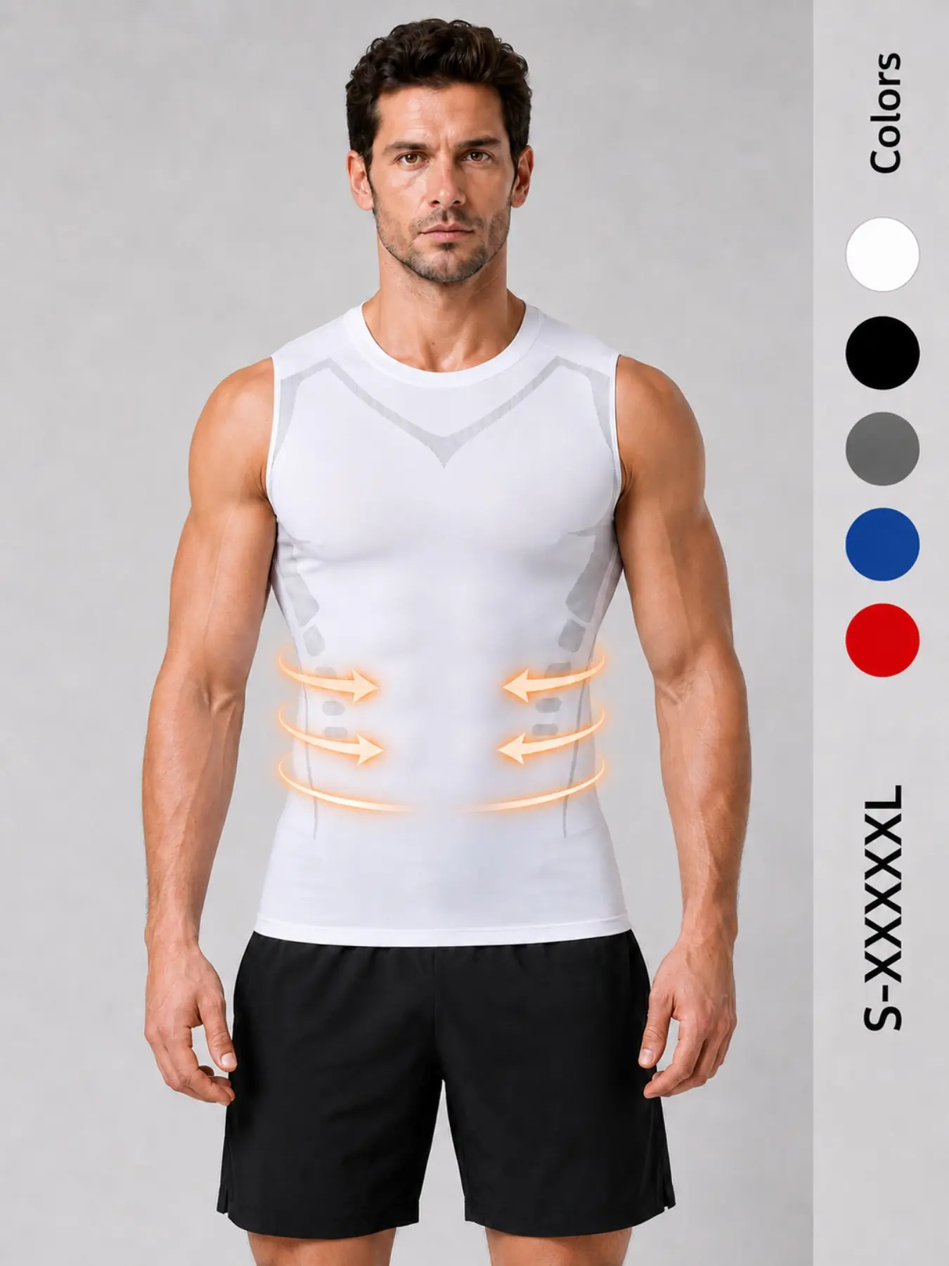 Men's Slim-Fit Shaping Tank Top, Compression Undershirt, Breathable Stretchy Fabric, Seamless Vest for Gym, Fitness & Workout, Shaping Sportswear