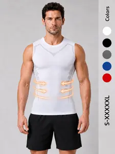 Men Slim Fit Shaping Tank Top Compression Undershirt Seamless Breathable Stretch Vest Gym Workout Shirt