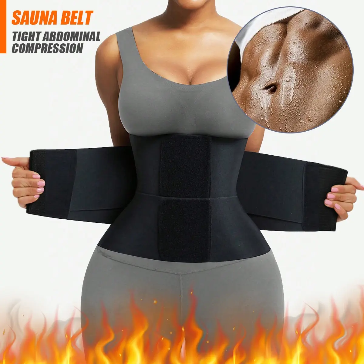 Waist Shaper Belt Postpartum Fitness Trainer, Triple Wrap Hook Closure, Sweat-Wicking Fabric, Hourglass Shape, Belly Control