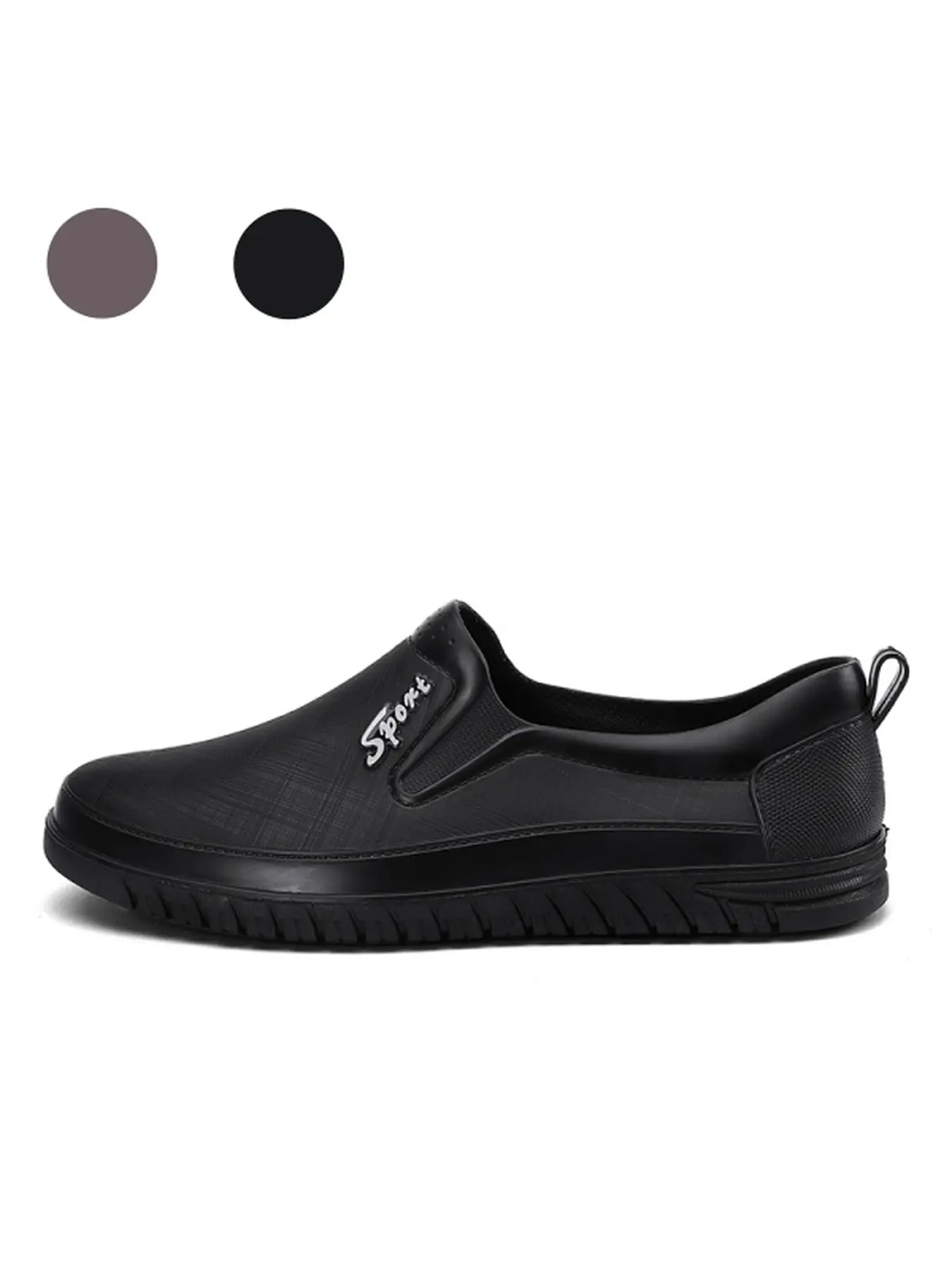 Low Top Waterproof Rain Shoes, Easy Wear, Wide Deep Tread Anti-Slip Sole, Durable Rubber Sneakers for Fishing, Vehicle Cleaning, Muddy Roads
