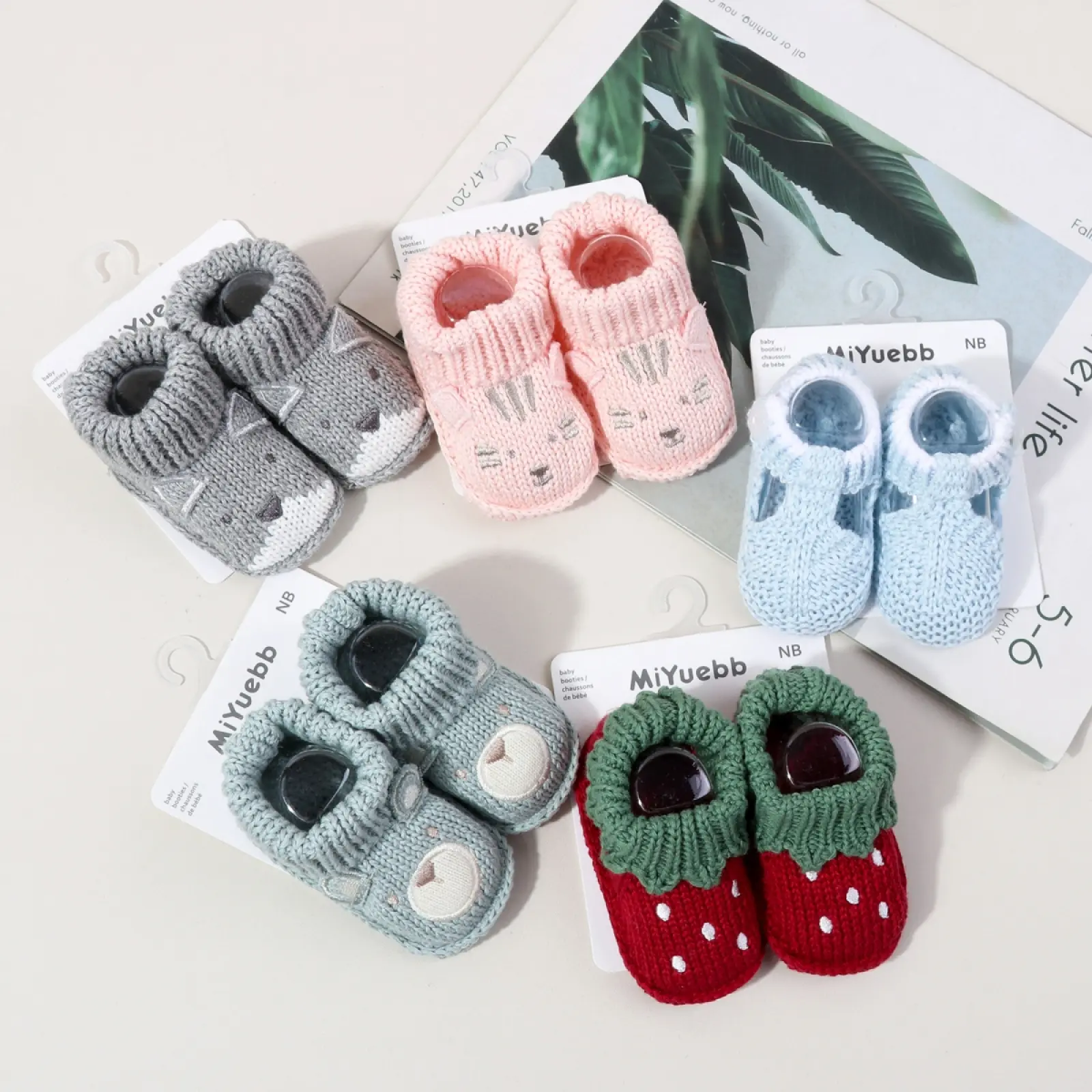Newborn Baby Boy Girl Knitted Booties Soft Sole Warm Walking Shoes Cute Cozy Knit Ankle Booties for Daily Wear Baby Shower Photo Props