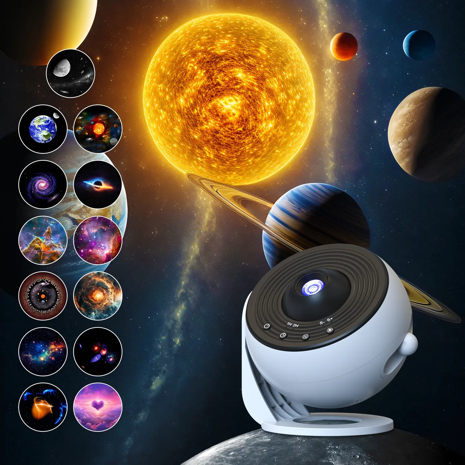 13-In-1 Planetarium Star Projector, Bedroom Galaxy Projector, Ceiling Night Light, Decorative Atmosphere Lamp, LED Space Lamp, LED Decoration Lamp, Timer, Decor for Adults and Kids