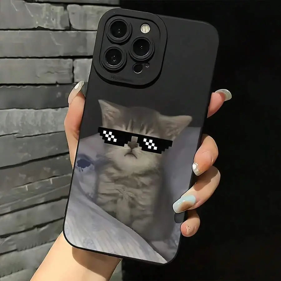 Fluffy Cool Cat Pixel Shades Phone Case by Mood In Case