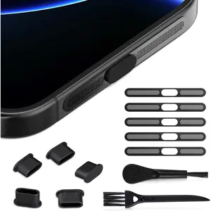 5 count USB C Port Cover for  17/17 Pro/16 Pro Max/15 Pro Max Speaker Mesh Protector Dust Cover with Cleaning Brushes(NOT FIT 17 Pro Max)