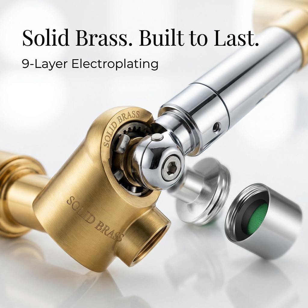 Pro-Max 1440° Universal Swivel Robotic Arm Faucet Extender| Solid Brass Dual-Mode Water Stream| High-Pressure Splash-Proof Nozzle