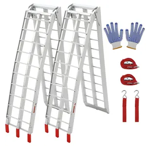 2 Pack 7.5 ft Aluminum Loading Ramps - 1500 LBS Capacity Folding Motorcycle Ramp with Rubber-Tipped Fingers & Load Straps for Dirt Bike, UTV, ATV, Trucks, Lawn Mowers, Cargo Trailer