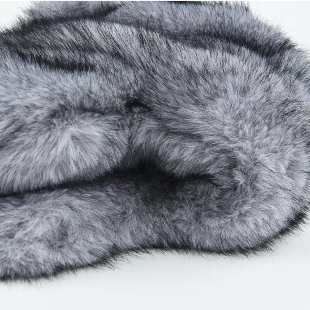 HT4993 Bomber Hat Thick Warm Winter Fluffy Fur Hats for Men Women Windproof Snow Ski Earflap Cap Male Female Russian Hat Ushanka