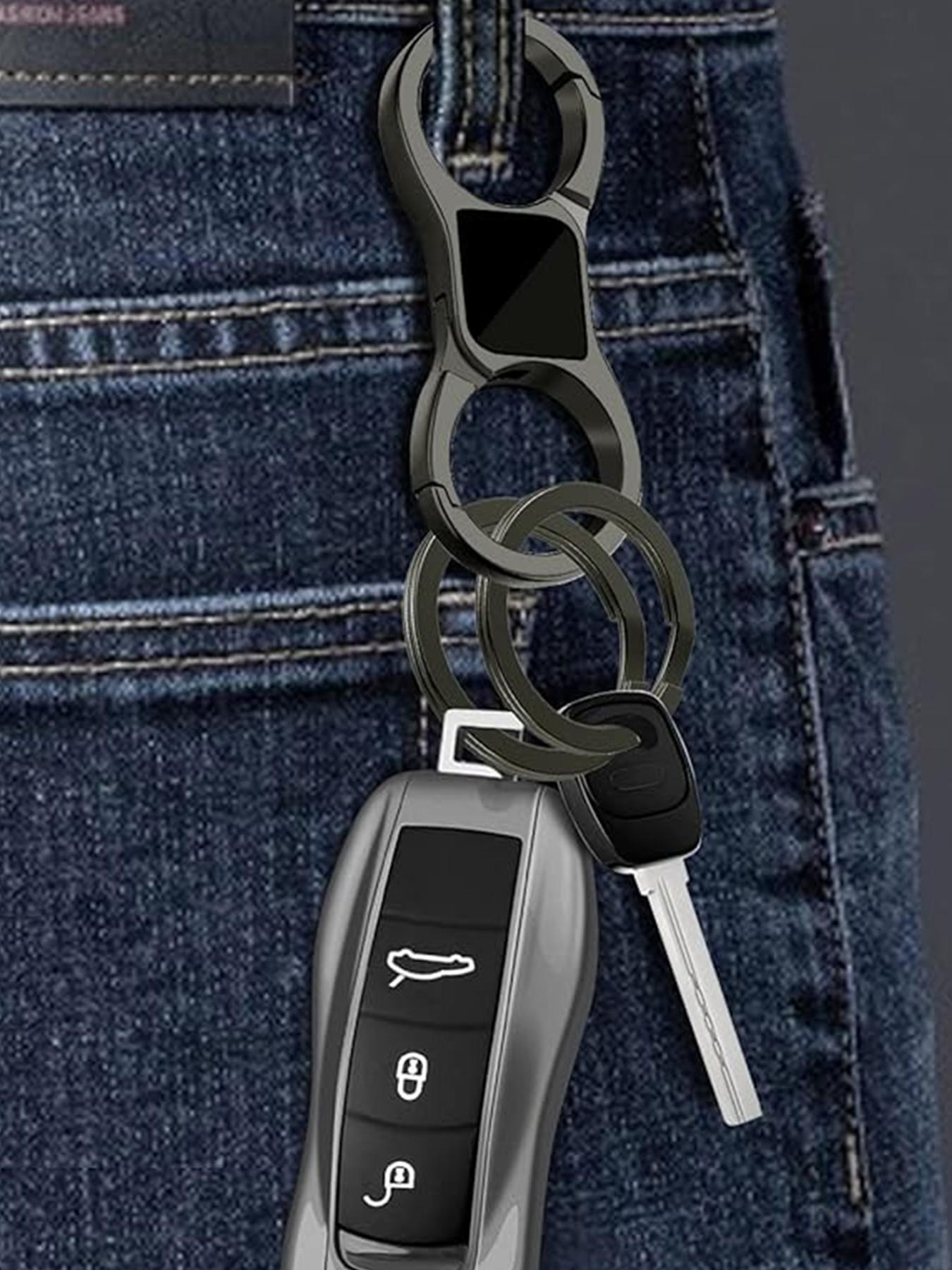 Key Chain Quick Release Spring with 4 Key Rings, Durable Car Keychain Organizer for Men and Women, Key Ring Organizer for Multiple Keys