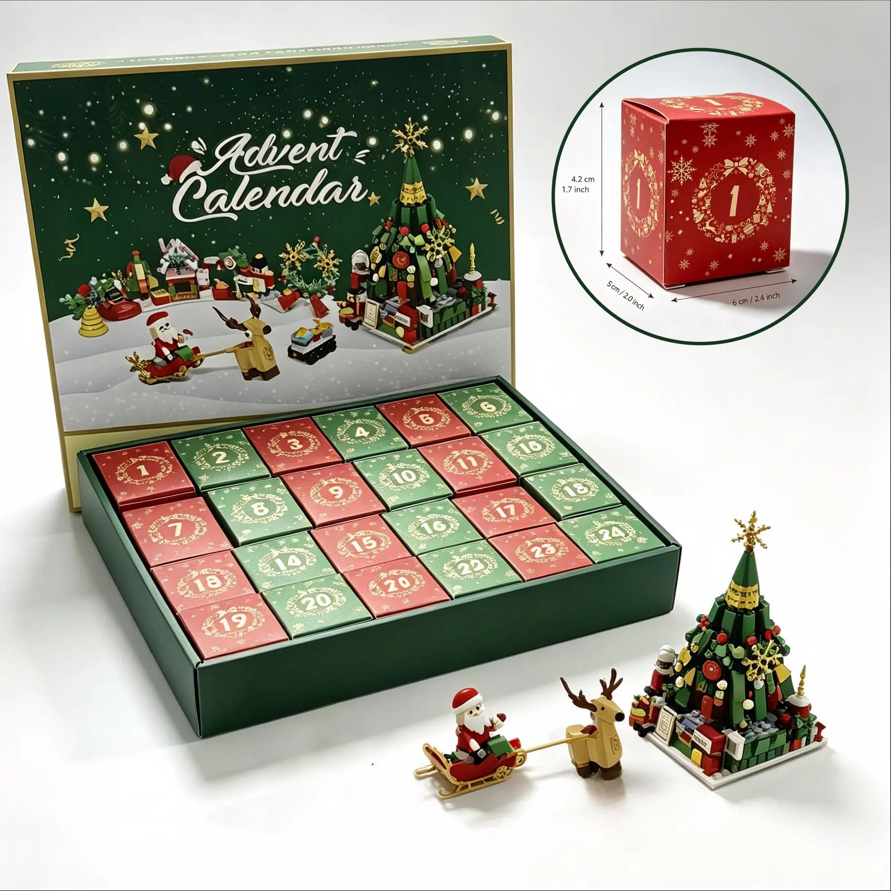 Christmas 24-Day Countdown Building Block Blind Box Advent Calendar, Daily Unboxing Christmas Blocks, Immersive Holiday Tradition, Kids' Gift