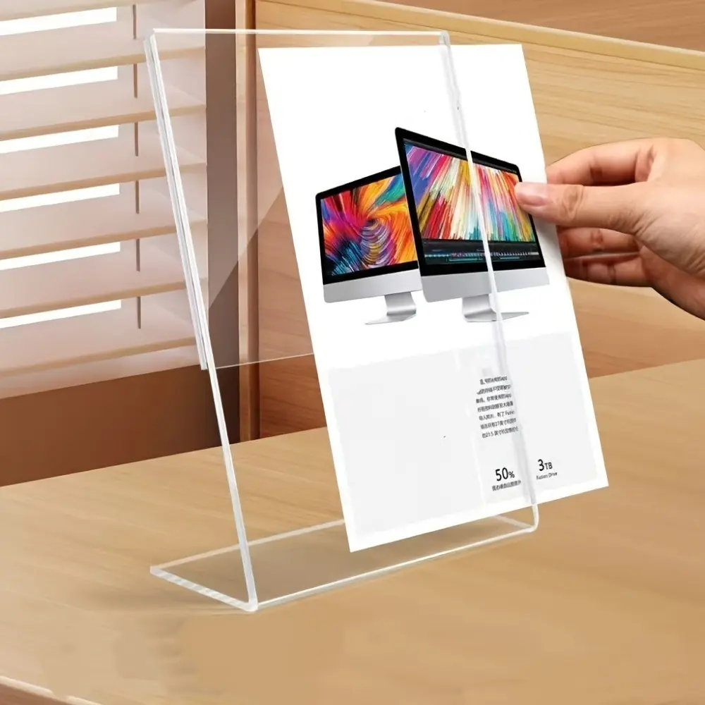 Acrylic Sign Holder Stand, Vertical & Horizontal Options, Transparent Plastic Desktop Display Frame, Ideal for Office, Home, Restaurant Use