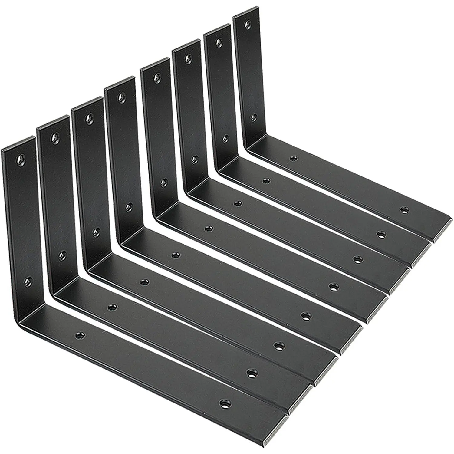 Brackets 10 Inch Wall Brackets Heavy Duty for Shelves Metal Black Rustic Industrial Brackets for Opening Shelves Project Hardware Included