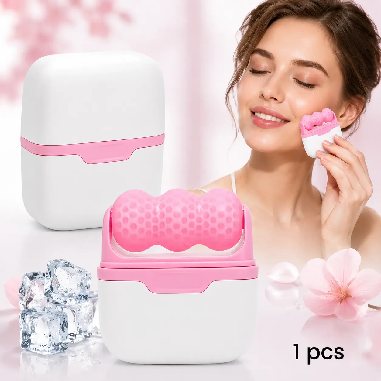 Ice Roller for Face & Eyes, Cooling Facial Massage Roller with Storage Case, De-Puff Skincare Tool for Puffy Eyes & Pore Care,couple,cute