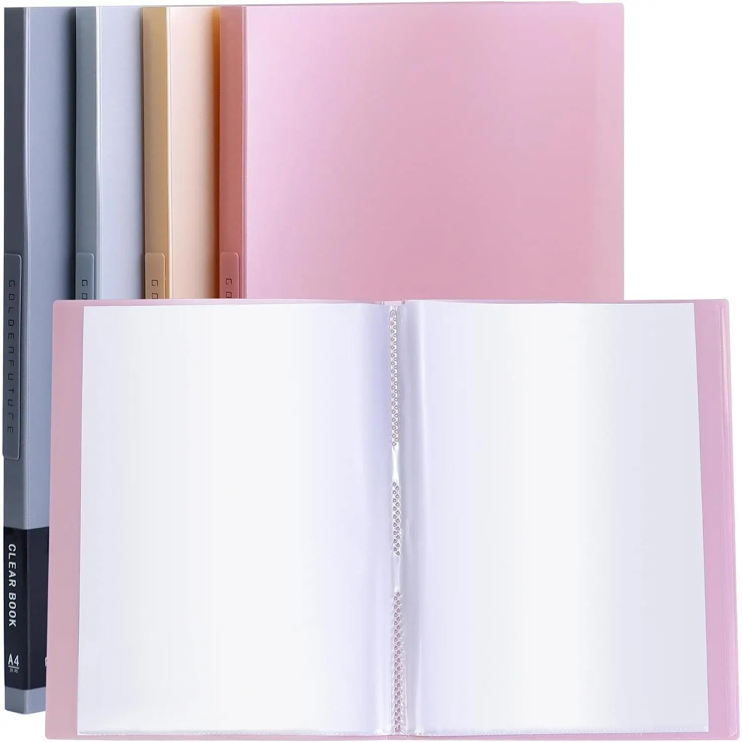 Heavy Duty 8.5x11 Art Portfolio Binder with 20 Clear Sheet Protectors, Displays 40 Pages, Presentation Book for Artwork and Document Organizer (Pink)