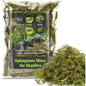 Sphagnum Moss for Reptiles - Green Dried Peat Moss Terrarium Habitat Bedding Substrate for Snakes Turtle Frog Gecko and Other Reptiles, 5 Ounces