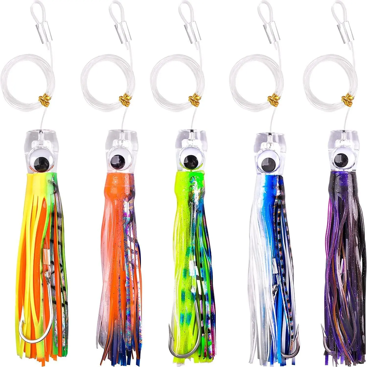 Trolling Lures Saltwater for Tuna Mahi Marlin Wahoo Dolphin  Offshore Trolling Baits with Squid Skirt Big  Fishing Lures Deep Sea Squid Skirts  6/9 inch