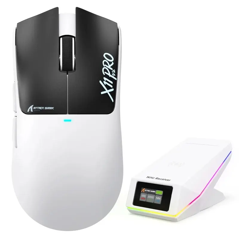 ATTACK SHARK X11 PRO V2 Wireless Gaming Mouse, Gaming Peripherals, Lightweight Tri-Mode 30K DPI, PAW3315 Sensor, RGB Magnetic Charging Dock, 1000Hz, 500mAh Battery