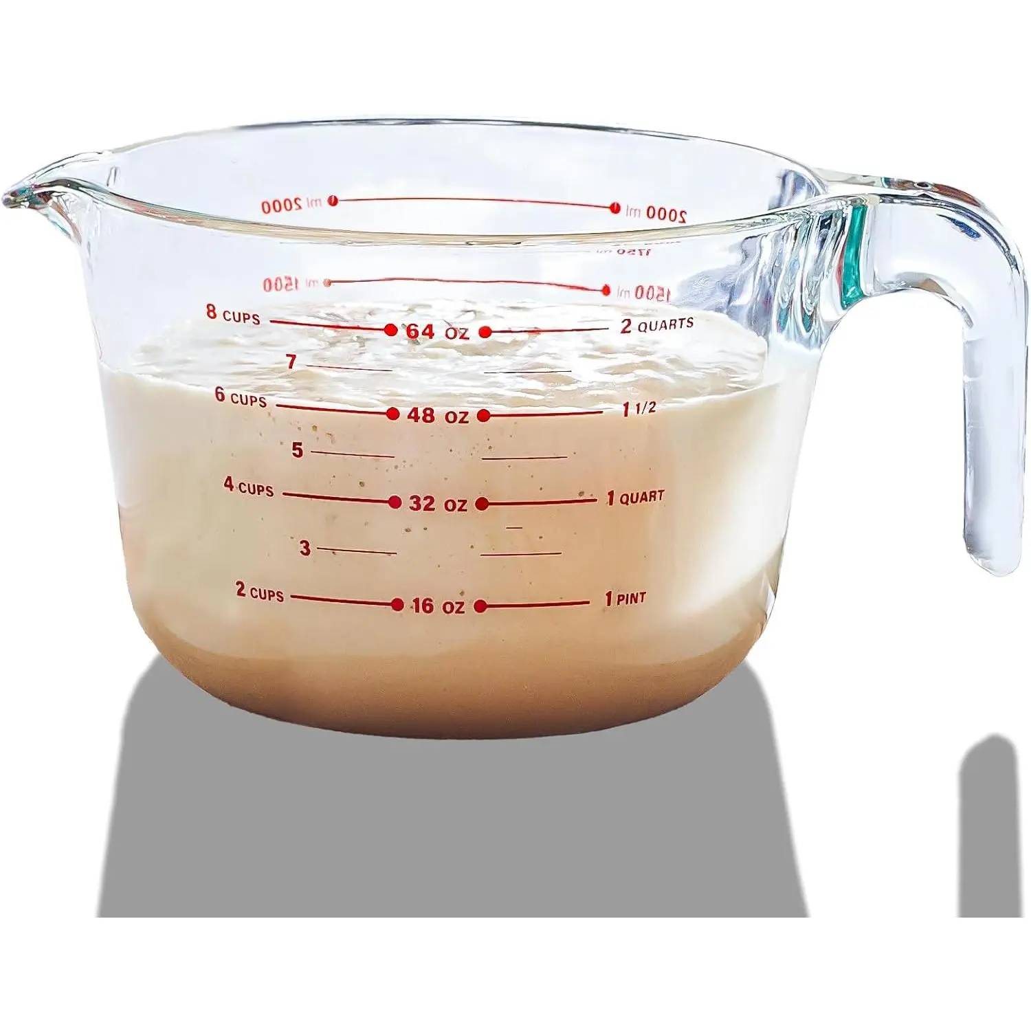 8 Cup Large Glass Measuring Cup - Kitchen Mixing Bowl Liquid Measure Cups Glass Tupperware Bakeware Set, Punch Bowl, Batter Bowl.
