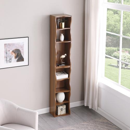 [Bellemave]8-layer adjustable shelf ultra-thin bookshelf with a wavy border design, which is more aesthetically pleasing, is suitable for high and narrow, display and multi-functional bookshelves in home offices