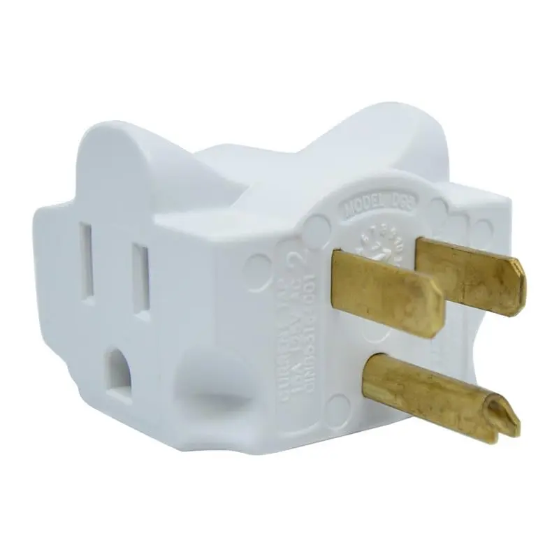 Single Plug Grounded  Outlet Splitter 125V, Right & Left Angle, White