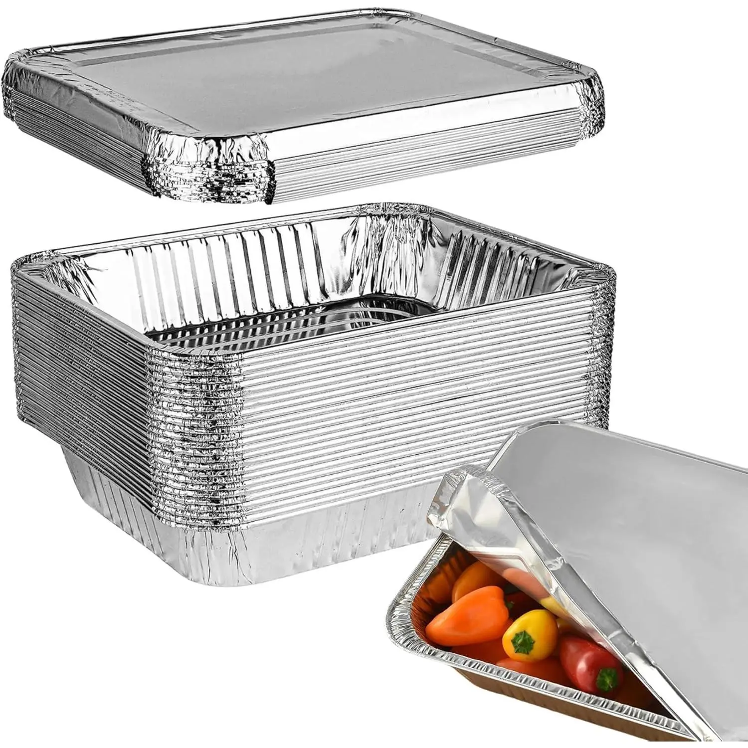Large  Pans With  Disposable Full Heavy Duty Roasting, Broiling, Baking, Catering Pans 21x13x3.2 (15, Full-Size w/)