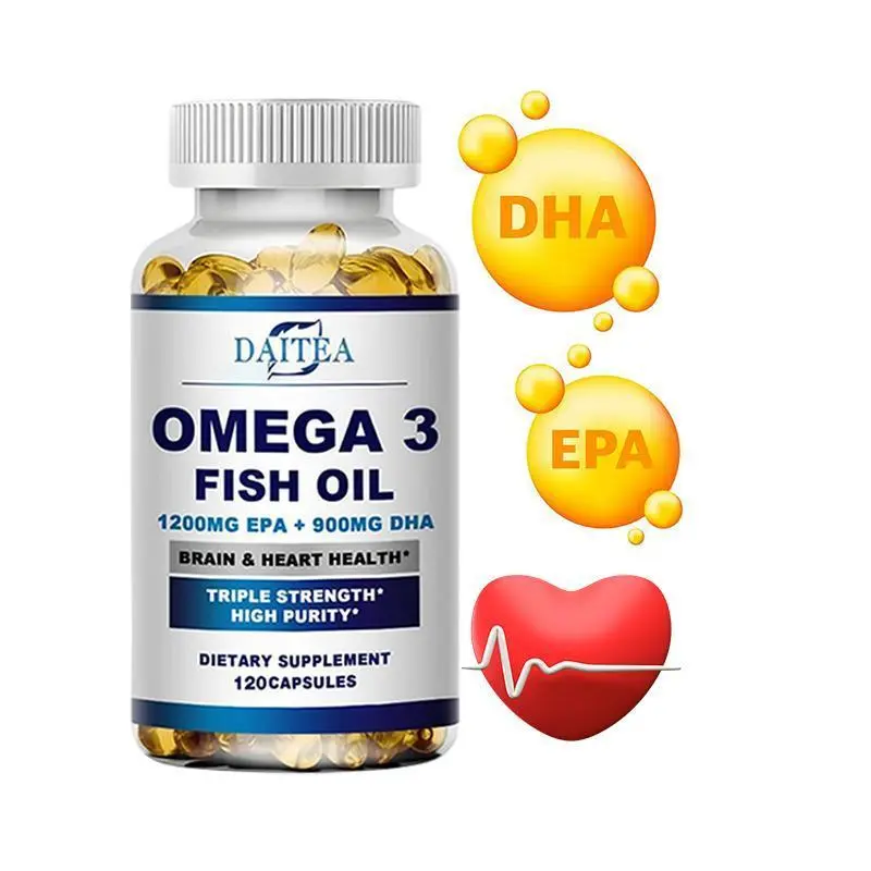 Daitea Triple Omega-3 Fish Oil Supplement, supports brain and heart health, 120 capsules.