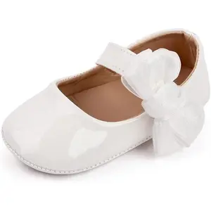 Infant Baby Girls Princess Wedding Dress Mary Jane Flats,Toddler Soft Sole Prewalker Sparkly Lightweight Shoes