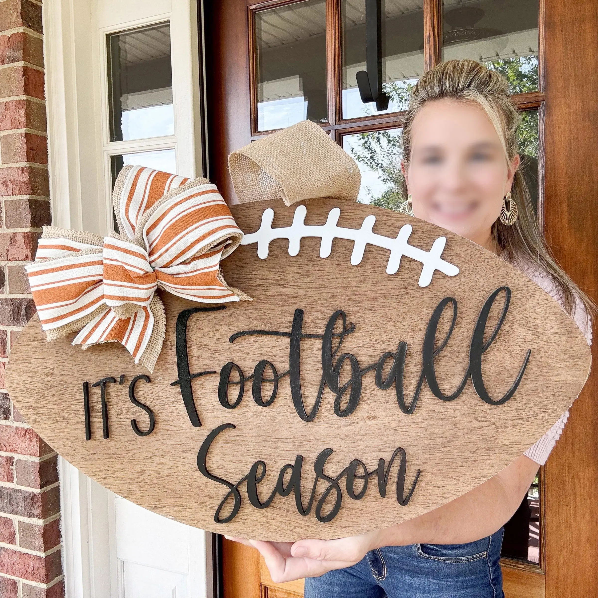 Football Door Hanger, Football Shaped Door Hanger, It's Football Season Door Hanger, Football Door Sign, Football Decor, Football Front Door Decoration, Football Wreath, Festive Decoration