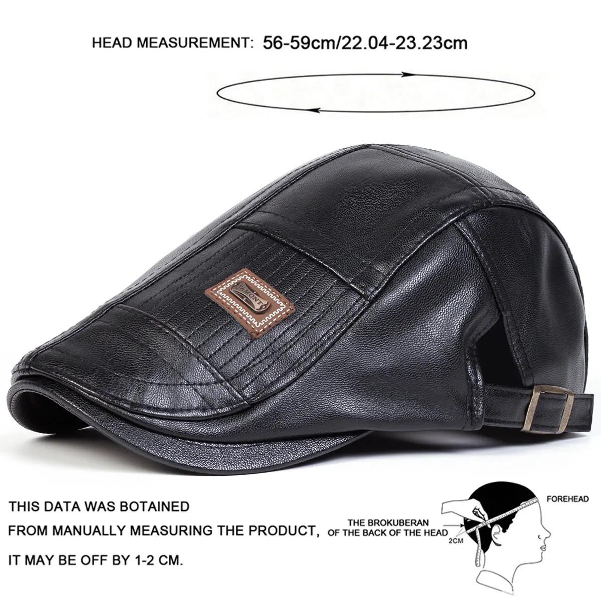 Men Retro Pu Leather Newsboy Caps JAMONT Labeling British Painters Hats Spring Autumn Side Adjustable Flat Cap Hip Hop Berets